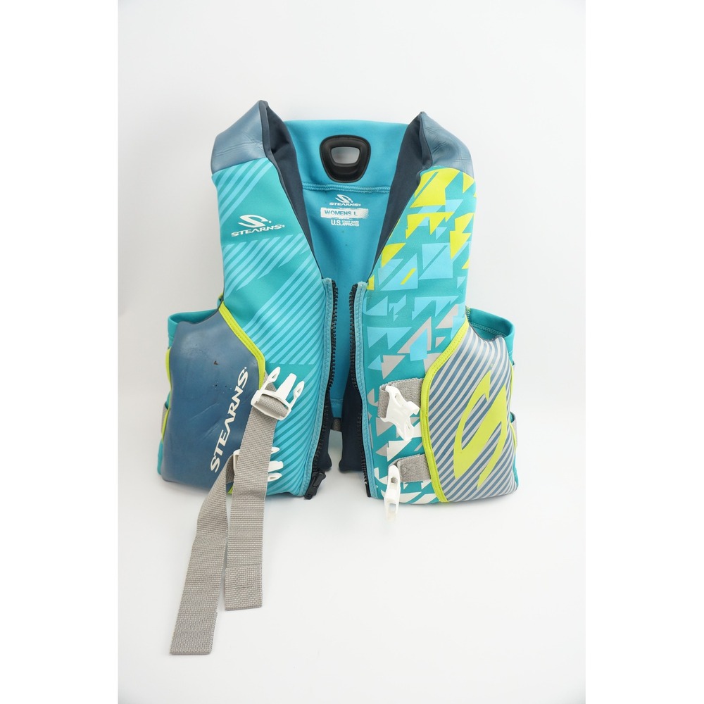 Stearns Life Jacket Womens L Teal Ski Vest Type III PFD USCG Approved Good